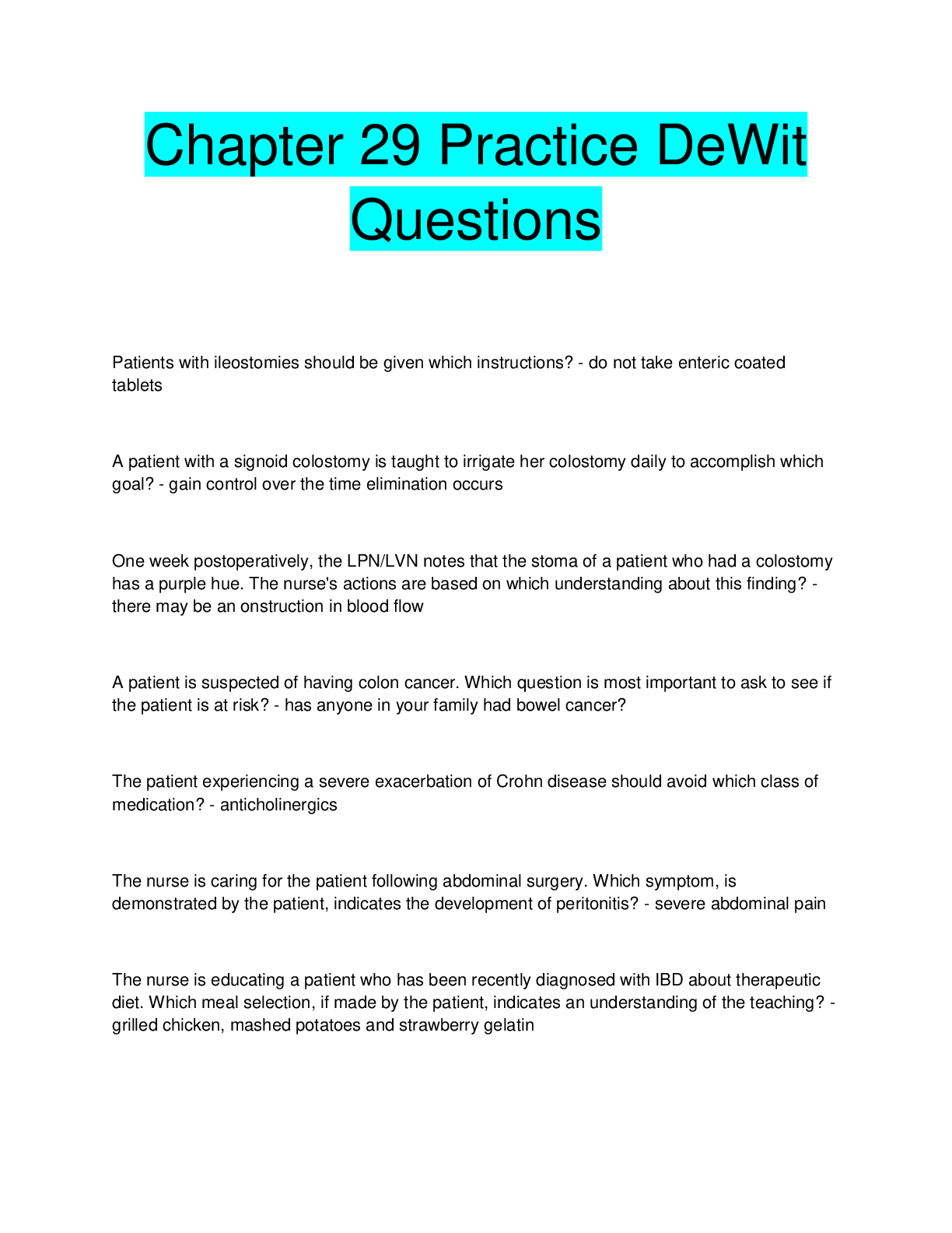 Preview image for Chapter 29 Practice DeWit  Questions